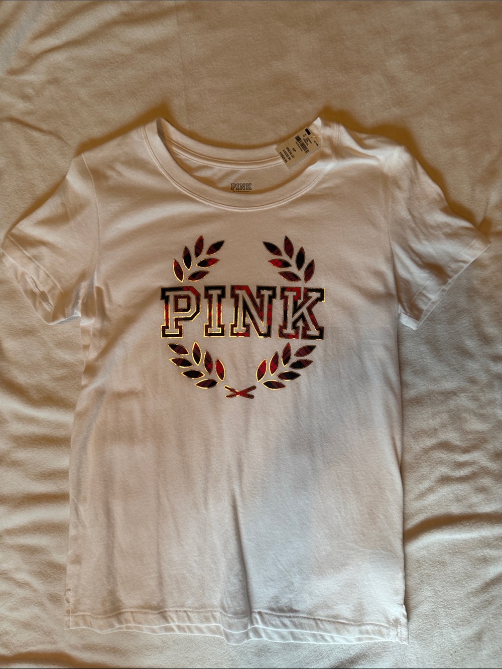 PINK Victoria's Secret Girls' White Short-Sleeve Logo Tee